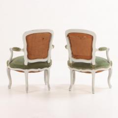 A pair of French Louis XV painted open armchairs 18th C  - 4137497
