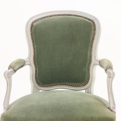 A pair of French Louis XV painted open armchairs 18th C  - 4137498
