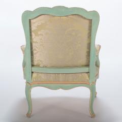 A pair of French Louis XV style painted and gilt open armchairs 19th C - 2738823