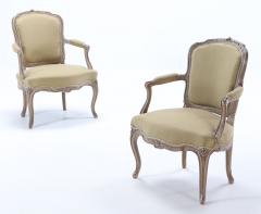 A pair of French Louis XV style painted open armchairs circa 1900  - 3409240