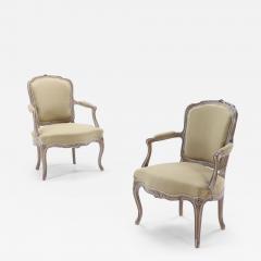 A pair of French Louis XV style painted open armchairs circa 1900  - 3409744