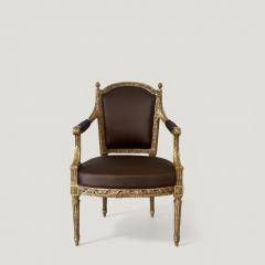 A pair of French Louis XVI Carved Giltwood fauteuils late 18th century Stamped - 4561701