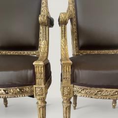 A pair of French Louis XVI Carved Giltwood fauteuils late 18th century Stamped - 4561706