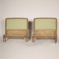 A pair of French Louis XVI style painted twin beds with upholstered headboards - 1886198