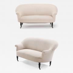A pair of French Napoleon III sofas with continuous backs circa 1860  - 3482047