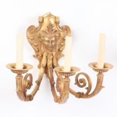 A pair of French Neoclassical style gilt bronze sconces having classical masks  - 2276374