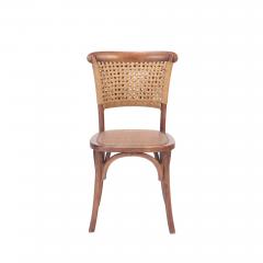 A pair of French Vintage oak side chairs with rattan backs and seats - 2834019