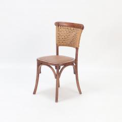 A pair of French Vintage oak side chairs with rattan backs and seats - 2834023