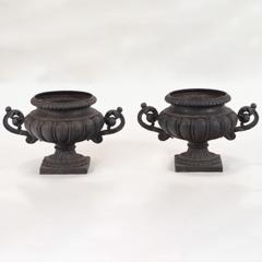 A pair of French cast iron garden urns with removable winter covers 19th C  - 2737676