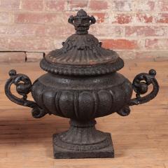 A pair of French cast iron garden urns with removable winter covers 19th C  - 2737677