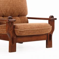 A pair of French or Belgian Brutalist style oak armchairs C 1950  - 4249488