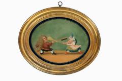 A pair of French reverse glass paintings or cartoons - 2518692