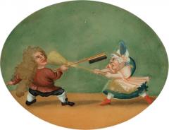 A pair of French reverse glass paintings or cartoons - 2518725