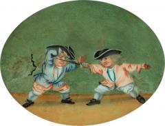 A pair of French reverse glass paintings or cartoons - 2518726