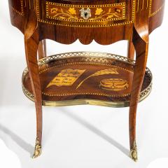 A pair of French rosewood oval marquetry bedside tables with marble tops - 2241964