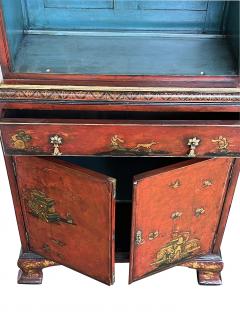 A pair of George III style scarlet chinoiserie decorated display cabinets - 2810851