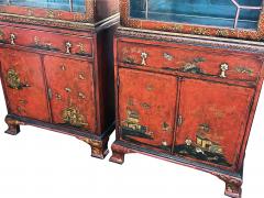 A pair of George III style scarlet chinoiserie decorated display cabinets - 2810852