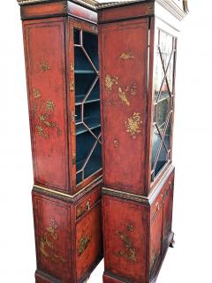 A pair of George III style scarlet chinoiserie decorated display cabinets - 2810854