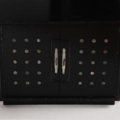 A pair of Industrial style ebonized end tables with silver rivets decoration  - 3071022