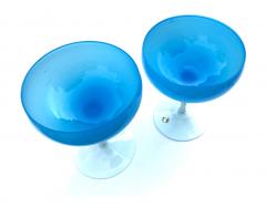 A pair of Italian 1950s sky blue opaline glass compotes - 2107280