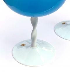 A pair of Italian 1950s sky blue opaline glass compotes - 2107281