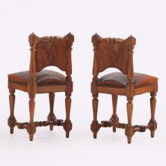 A pair of Italian Renaissance Revival mahogany upright side chairs 19th C  - 4018212