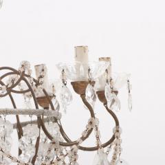 A pair of Italian iron and crystal eight arm chandeliers C 1950  - 3782769