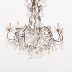 A pair of Italian iron and crystal eight arm chandeliers C 1950  - 3782770