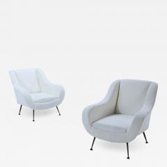 A pair of Italian lounge chairs with iron legs circa 1950  - 3446074