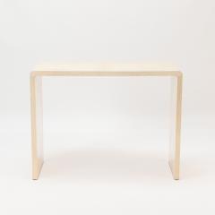 A pair of Jean Michel Frank style waterfall design parchment console tables  - 2578704