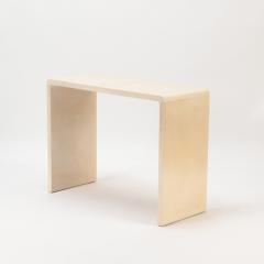 A pair of Jean Michel Frank style waterfall design parchment console tables  - 2578705