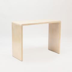 A pair of Jean Michel Frank style waterfall design parchment console tables  - 2578706