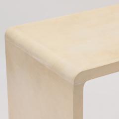 A pair of Jean Michel Frank style waterfall design parchment console tables  - 2578707