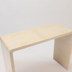 A pair of Jean Michel Frank style waterfall design parchment console tables  - 2578708