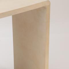 A pair of Jean Michel Frank style waterfall design parchment console tables  - 2578709