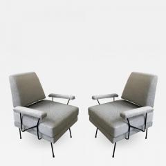 A pair of Mid Century Modern iron armchairs newly upholstered  - 2276846