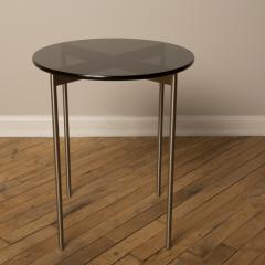 A pair of Mid Century chrome and glass round side table 1950s - 2129149