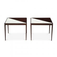 A pair of Mid Century modern side tables with marble inserts 1950s - 2033355