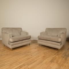 A pair of Mid Century oversized Italian club chairs with bronze legs C 1950 - 2107633