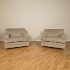 A pair of Mid Century oversized Italian club chairs with bronze legs C 1950 - 2107634
