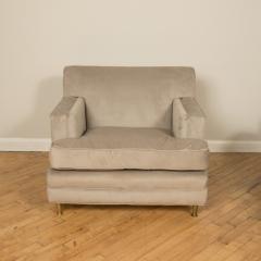 A pair of Mid Century oversized Italian club chairs with bronze legs C 1950 - 2107635
