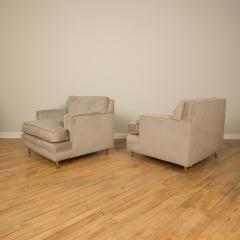A pair of Mid Century oversized Italian club chairs with bronze legs C 1950 - 2107636