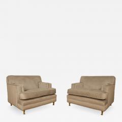 A pair of Mid Century oversized Italian club chairs with bronze legs C 1950 - 2108850