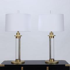 A pair of Modern lucite and brass Column Table Lamps circa 1950  - 2330020