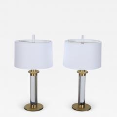 A pair of Modern lucite and brass Column Table Lamps circa 1950  - 2331974