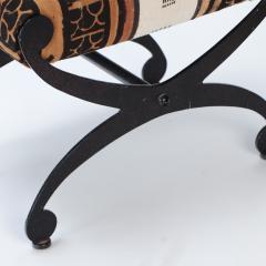 A pair of Modern painted iron and upholstered benches with interesting fabric  - 2917710