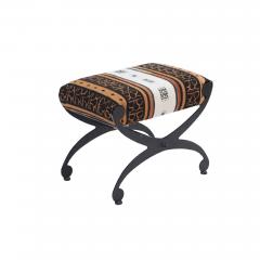 A pair of Modern painted iron and upholstered benches with interesting fabric  - 2917711