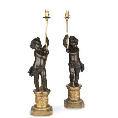 A pair of Napoleon III bronze and ormolu table lamps - 3960642