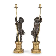 A pair of Napoleon III bronze and ormolu table lamps - 3960647