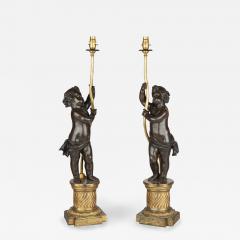 A pair of Napoleon III bronze and ormolu table lamps - 3962594